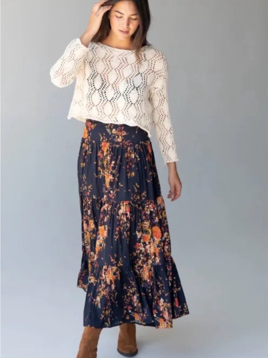 NATURAL LIFE Dresses & Skirts - NATURAL LIFE Hanna Convertible Floral Tiered Maxi Skirt